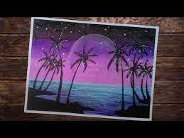 Cara Mudah Menggambar Pemandagan Pantai Gambar Dua Dimensi Dengan Crayon Youtube Lukisan Cat Air Gambar Ilustrasi