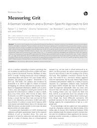 Pdf Measuring Grit A German Validation And A Domain Specific Approach To Grit