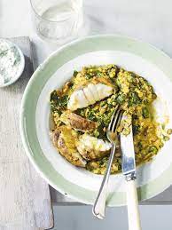 Indian Spiced Monkfish With Spinach Lentil And Yoghurt Dahl Rezept