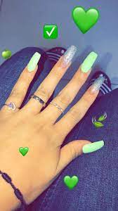 Long Green Nails Green Acrylic Nails Coffin Nails Designs Green Nails