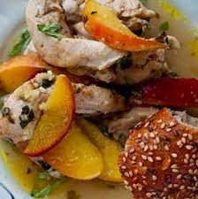 Roasted Chicken Thighs With Peaches Basil And Ginger Recipe Recipe Ginger Recipes Chicken Roasted Chicken