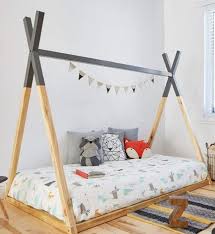 Montessori Teepee Bed Etsy In 2020 Teepee Bed Grey Bedding Kid Beds