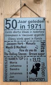 Bol Com Zinken Tekstbord 50 Jaar Geleden In 1971 Grijs 20x30 Cm Verjaardag Jubileum