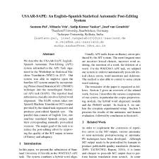 Learn the definition of 'sudip'. Usaar Sape An English Spanish Statistical Automatic Post Editing System Acl Anthology