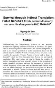 The routledge course in korean . Survival Through Indirect Translation Pablo Neruda S Veinte Poemas De Amor Y Una Cancion Desesperada Into Korean