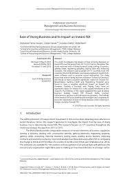 Bab.la is not responsible for their content. Pdf Ease Of Doing Business And Its Impact On Inward Fdi