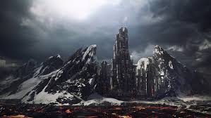 create a mountain fortress using matte painting techniques in photoshop