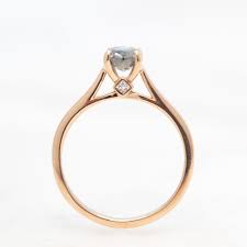 Charlie Ring with a 1.24 Carat Dark Gray Salt and Pepper Oval Diamond and  Hidden Accent Diamonds in 14k Rose Gold