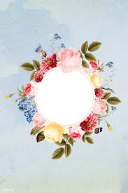 Download Premium Illustration Of Floral Round Frame On A Blue Concrete Flower Frame Flower Illustration Floral