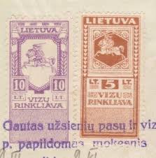 Lithuania Latvia 1932 5 10 Litu Visa Renewal Revenue Stamps On Passport Page