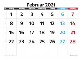 Das jahr 2021 hat 12 vollmonde und 12 neumonde. Kalender Februar 2021 Zum Ausdrucken Kostenlos Kalender 2021 Zum Ausdrucken