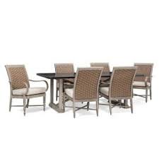 Saylor 7 Piece Wicker Outdoor Dining Set With Outdura Remy Sand Cushion Modern Patio Furniture Outdoor Dining Set Wicker Furniture