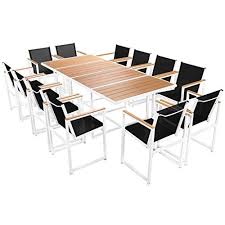 Festnight 13 Pcs Salon De Jardin Aluminium Wpc Mobilier D Exterieur 1 Table 12 Chaises Conjunto De Jantar Conjunto De Mesa