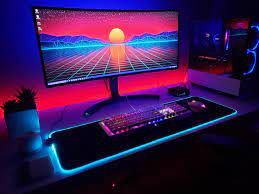 Trying A Bold New Color Scheme Love Having Rgb Options Best Gaming Setup Video Game Room Design Gaming Setup