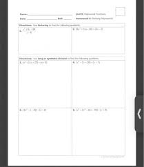 These solutions will help students to prepare well and attempt the english exam with full enthusiasm. Name Unit 5 Polynomial Functions Homework 6 Chegg Com