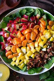 Healthy, nutritious salads everyone will love. Apple Mandarin Orange Pear And Feta Spinach Salad With Orange Poppy Seed Dressing Vegetarian Salad Recipes Spinach Salad Orange Salad