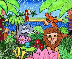 Jungle Animals Childrens Print Free Shipping Shelagh Duffett Etsy Art Drawings For Kids Art Colorful Drawings