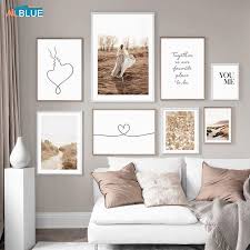 Autumn Sunset Plant Nature Landscape Poster Love Words Line Quote Nordic Style Wall Art Canvas Print Decorative Painting Picture Wall Art Living Room Living Room Pictures Wall Art Canvas Painting