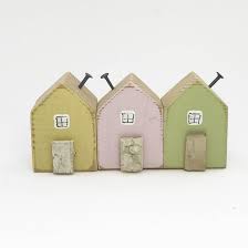 Painted Wooden Houses Etsy Tiny House Ornament House Ornaments Small Wooden House