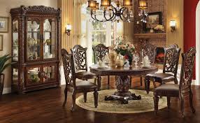 Acme 7pc round white marble top weathered black finish wood dining table set. Acme Vendome 7pc Single Pedestal Round Dining Room Set In Cherry Special By Dining Rooms Outlet