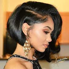 Black Side Parted Bob Short Bob Hairstyles Medium Length Hair Styles Haircut For Thick Hair