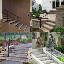 Front porch railings wrought iron. Buy Vevor Wrought Iron Handrail Fit 2 Or 3 Steps Outdoor Stair Railing Adjustable Front Porch Hand Raillings Black Transitional Hand Rail For Concrete Steps Or Wooden Stairs With Installation Kit Online