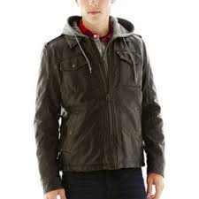 Levi S Hooded Faux Leather Trucker Jacket Jackets Hooded Faux Trucker Jacket