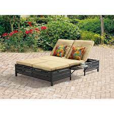 Buy products such as costway outdoor folding chaise lounge chair w/cushion turquoise at walmart and save. Mainstays Outdoor Double Chaise Lounge Bench For Patio Tan Seats 2 Walmart Com Walmart Com