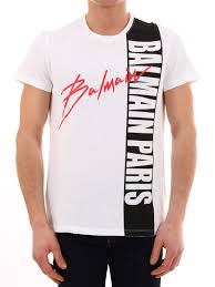 Black And Red T Shirt Balmain T Shirt Logo White In White Black Modesens T Shirt Tshirt Logo Shirts
