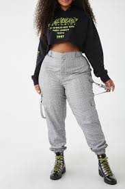 Aesthetic Black And White Plaid Pants Outfit Plus Size Glen Plaid Cargo Pants Forever 21 In 2020 Cargo Pants Outfit Plus Size Plaid Pants