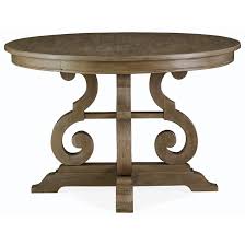 A dining table extension leaf/leaves extends the length of a table in order to accommodate additional family, friends and guests. Magnussen Home Tinley Park Relaxed Vintage 48 Round Dining Table Reeds Furniture Kitchen Tables