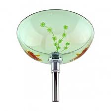 tempered glass vessel sink with drain