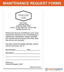 Maintenance Request Forms Hotel Hotel Signage Hotel Housekeeping