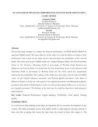 Find attached project on camels. Pdf An Analysis Of Financial Performance Of State Bank Group Using Camel Model