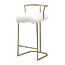 Makeup dressing table vanity stool white faux fur xcelerator online. Abbyson Zoe Ivory Faux Fur 30 Inch Matte Gold Bar Stool