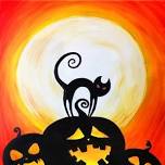 Paint Nite: Halloween pumpkins and a cat