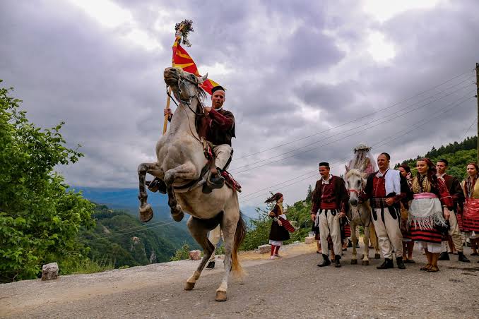 A traditional wedding ceremony in the mountains