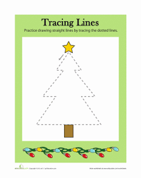 This way you won't need rulers, markers, erasers or extra pieces of paper. Tracing Lines Christmas Worksheet Education Com