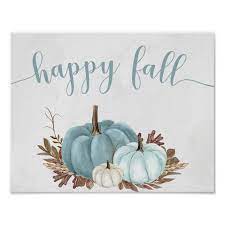 Happy Fall Blue Pumpkins Print Zazzle Com Blue Pumpkins Happy Fall Fall Watercolor