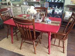 This Is A Delightful County Cottage Kitchen Or Dining Table Set Of 5 Pieces It Is Solid Wo Red Kitchen Tables Country Cottage Kitchen Kitchen Table Settings
