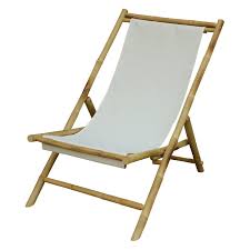 Statra Folding Bamboo Canvas Relax Sling Chair In 2021 Folding Beach Chair Sling Chair Patio Chairs