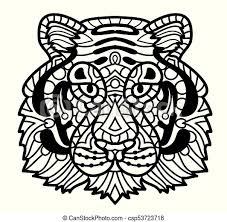 Tiger mandala coloring page for adults. Vector Tiger Zentangle Tiger Face Illustration Tiger Head Print For Adult Anti Stress Coloring Page Hand Drawn Canstock