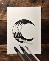 Ik Vind Het Leuk Om Te Tekenen Dingen Die Iets Beteken Of Voor Iets Staan Maan Tekening Schetsen Tekenen Tekenen