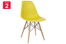 All the essential design of the 50's gathered in a single chair: Matt Blatt Set Of 2 Eames Premium Dsw Chair Replica Yellow Seat Beech Legs Matt Blatt