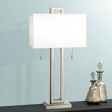 Possini Euro Design Brushed Nickel Rectangle Table Lamp 77738 Lamps Plus Contemporary Table Lamps Modern Table Lamp Table Lamp