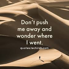 Don T Push Me Away And Wonder Where I Went