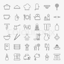 Kitchen utensils clip art black page 1 line 17qq com. Kitchen Utensils Line Art Design Icons Stock Vector Colourbox