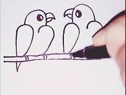 Easy Drawing Love Birds With Numbers 2222 Easy Drawing Love Birds With Numbers 2222 Draw Bird In 2020 Easy Drawings Art Drawings For Kids Art Drawings Simple