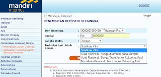 Kalau buka deposito secara online (sms banking/internet banking/call banking) maka untuk pembatalan aro harus online juga… Mudahnya Buka Deposito Via Internet Banking Mandiri Pengertian Deposito Hendri Setiawan