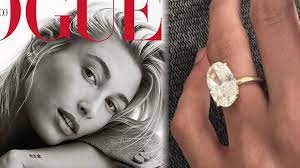 Hailey Baldwin Vogue Mexico Engagment Ring Google Search Pink Engagement Ring Pink Sapphire Ring Engagement Double Wedding Bands